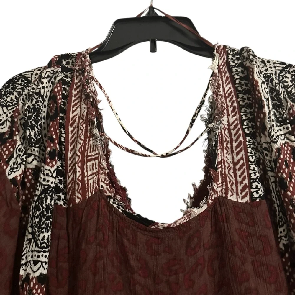 Free People Heart Of Gold Scarlet Dress Size S Flutter Sleeve Boho Oversized